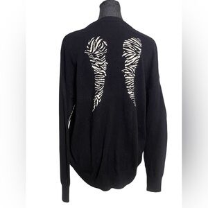 Berenice Black Merino Wool Sweater Angel Wings Raw Seams